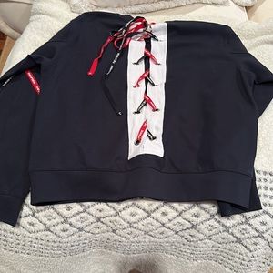 NWOT, The Upside Womens Sweatshirt lace up Back Navy,  Size AU L US 10